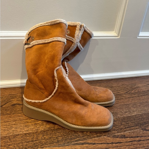 Women’s Franco Sarto sport shearling lined suede brown boots size 9 - Picture 1 of 8